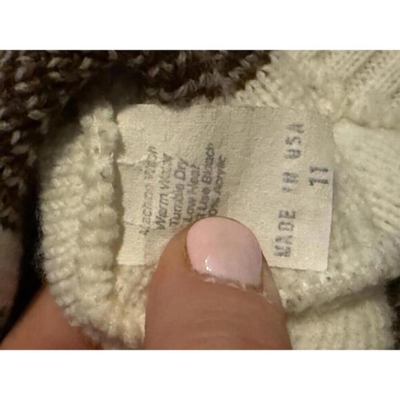 Clifton Place Vintage Geometric Knit Sweater Made in USA Beige Brown Green Large - Picture 5 of 7